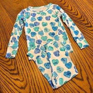 Toddler Boy Size 2T Little Pajama Co Valentine’s Confirmation Hearts PJ Set